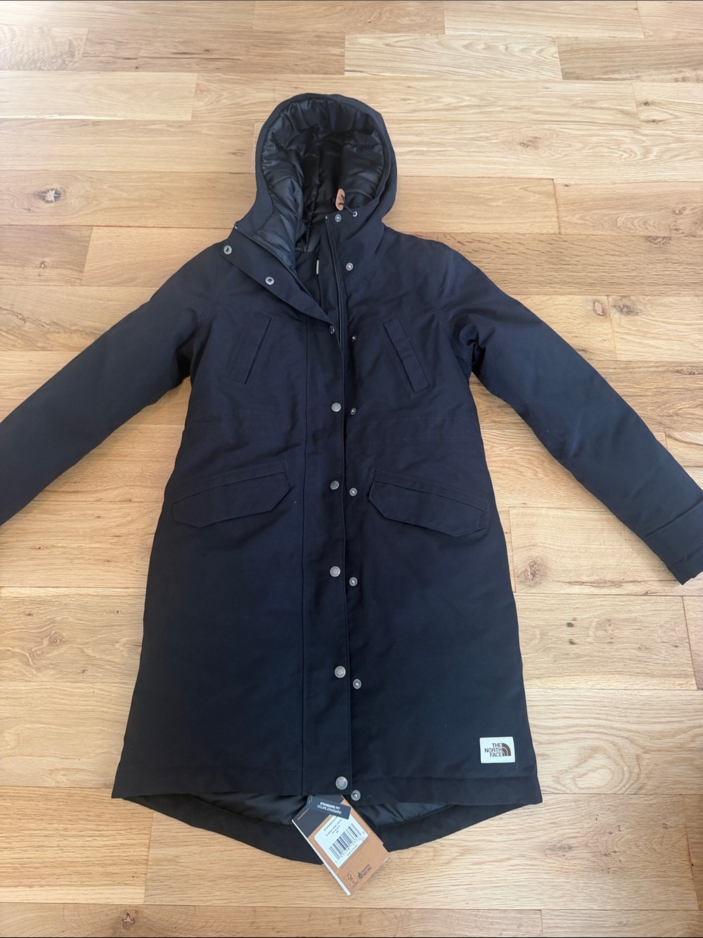 The North Face Women's Black  down Hooded Long Parka